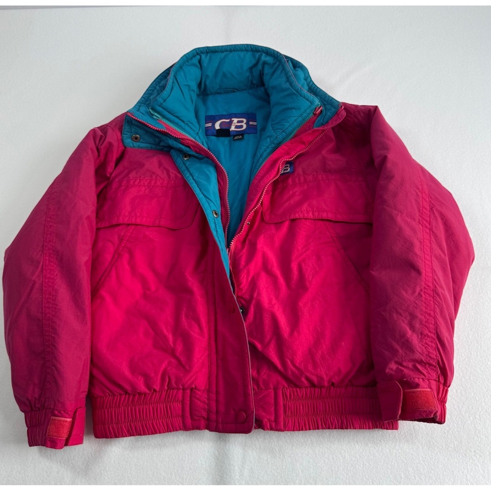 CB Sports Ski Jacket Womens Small Pink Teal Vintage 3-in-1 Retro Squaw Lake